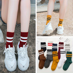 10 Pairs Striped Crew Socks for Sports and Business Wear