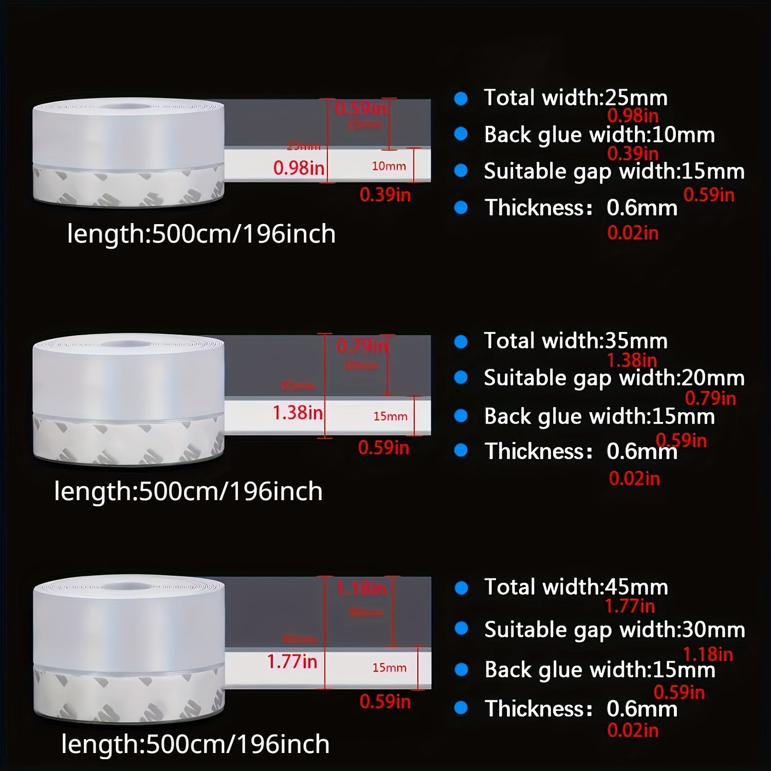 Door Weather Stripping Window Seal Tape - Transparent