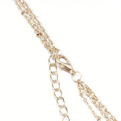 Golden Three Layer Chain Clavicle Collar Pendant Necklace for Holiday Party