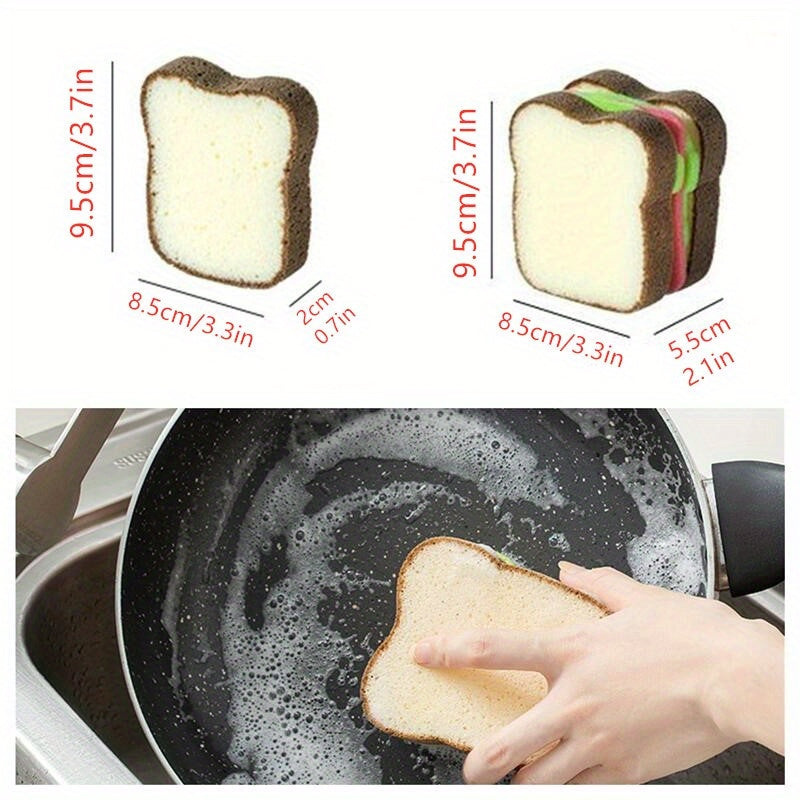 Toast Shape Scrub Sponges Thickened Cleaning Kitchen Sponge