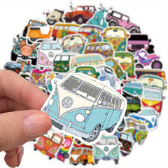 50pcs Hippie Bus Stickers for Decoration Books Laptops Cups