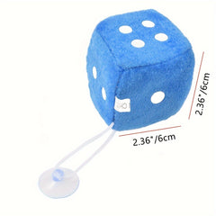 2pcs Plush Dice Toys Car Hanger Squeeze Cube Fluffy Stuffed Car Decoration