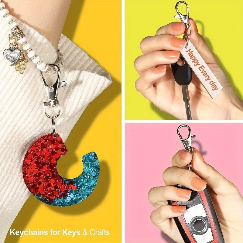 25 Sets Key Chain Hooks With Key Rings DIY Craft Lanyard Ornaments Accessories