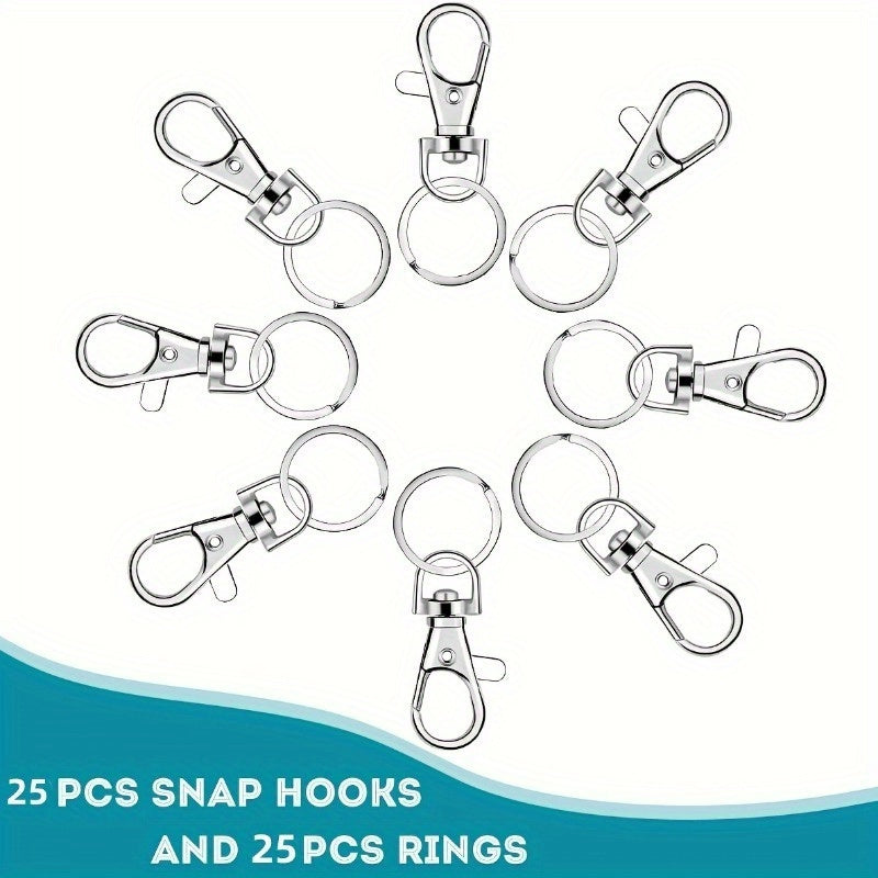 25 Sets Key Chain Hooks With Key Rings DIY Craft Lanyard Ornaments Accessories