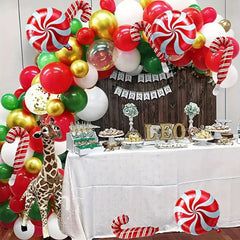 Christmas Candy Cane Balloon Garland Arch Kit - Red Confetti Balloons