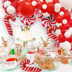 Christmas Candy Cane Balloon Garland Arch Kit - Red Confetti Balloons