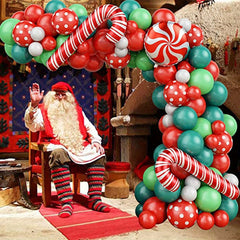 Christmas Candy Cane Balloon Garland Arch Kit - Red Confetti Balloons