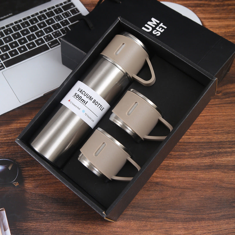 500ml Stainless Steel Vacuum Cup with 2 Lids, Leakproof Insulated Bottle