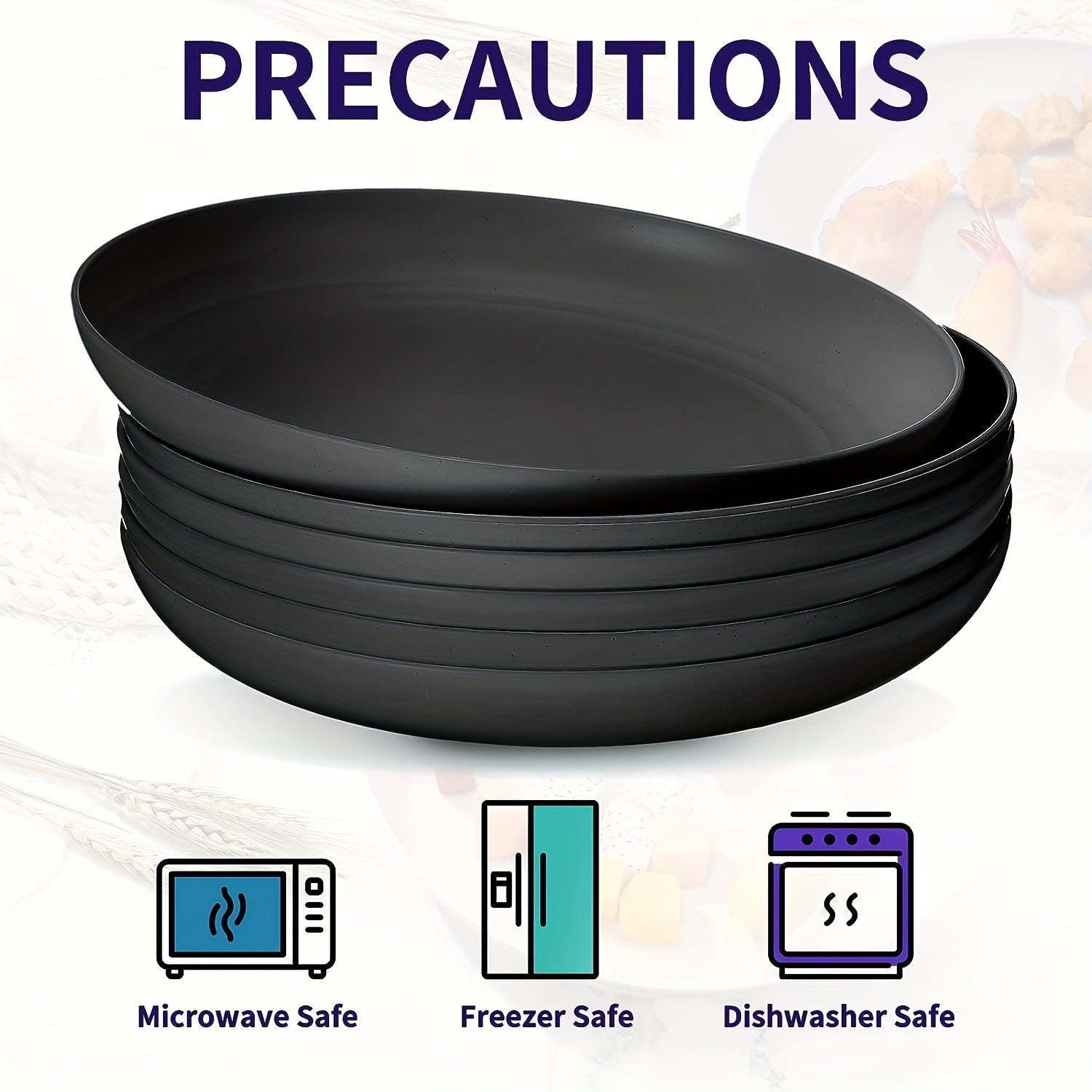 6pcs 25 Lightweight Dinner Plates Reusable PP Plates Microwave Safe Dinnerware