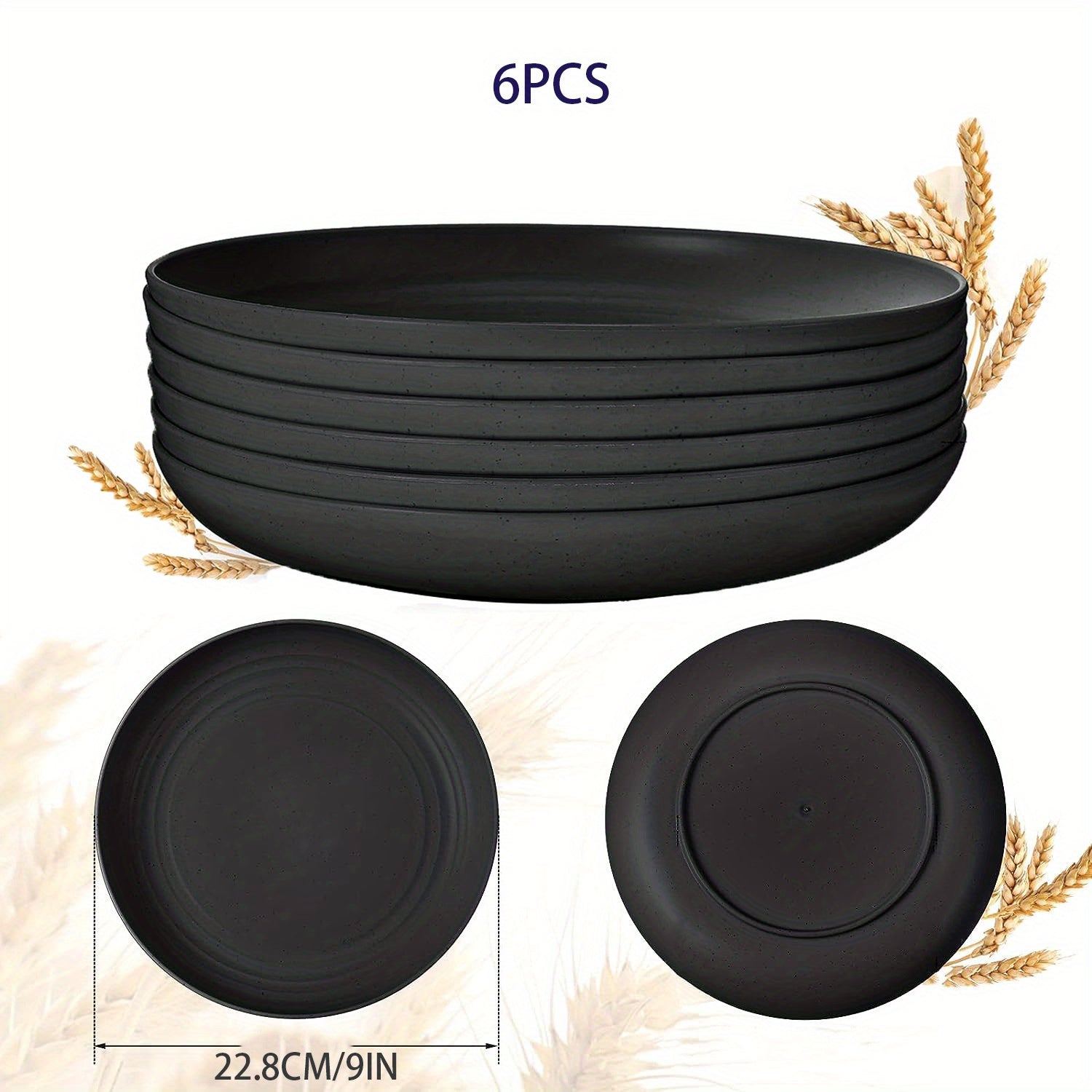 6pcs 25 Lightweight Dinner Plates Reusable PP Plates Microwave Safe Dinnerware