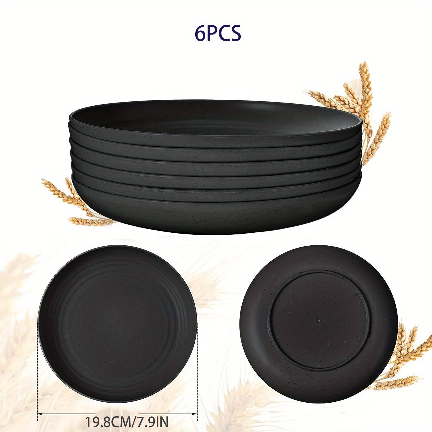 6pcs 25 Lightweight Dinner Plates Reusable PP Plates Microwave Safe Dinnerware