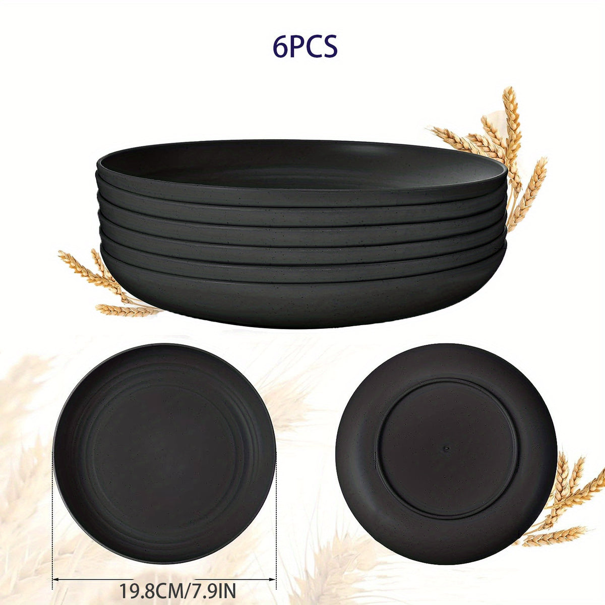 6pcs 25 Lightweight Dinner Plates Reusable PP Plates Microwave Safe Dinnerware