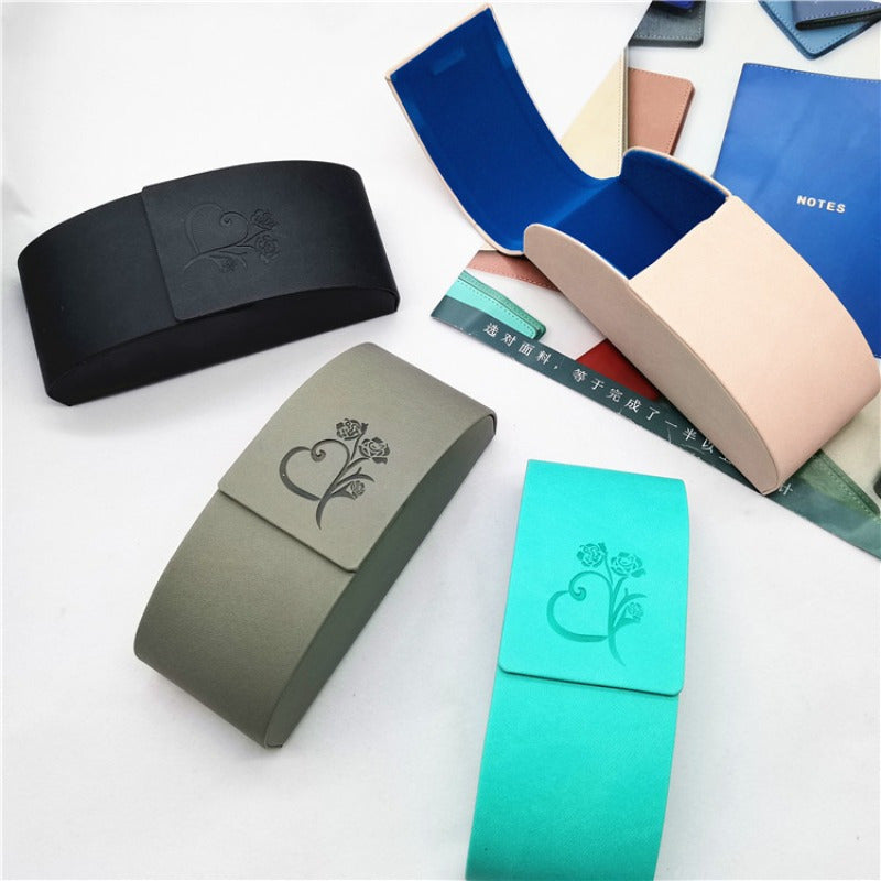 Pressure Resistant Leather Eyewear Case with Flip Mirror