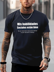 Men's Letters Pattern Shirt Casual Crew Neck Short Sleeve Tee Top