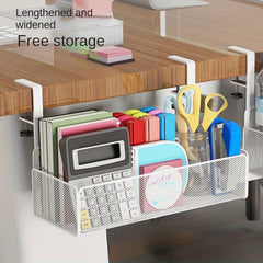 Adjustable Under Desk Hanging Basket Storage Rack