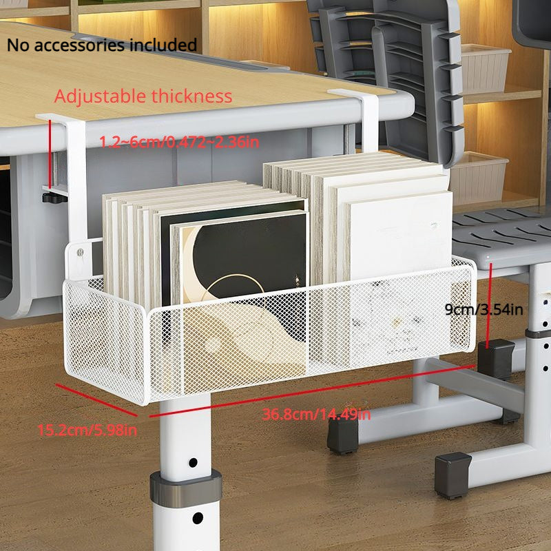 Adjustable Under Desk Hanging Basket Storage Rack