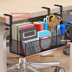 Adjustable Under Desk Hanging Basket Storage Rack