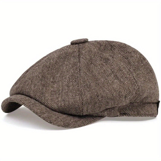 Men's Autumn Winter Beret Cap Newsboy Painter Hat for Elderly