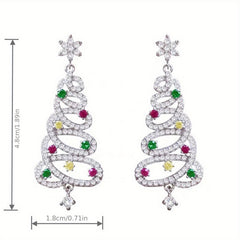 Sparkling Shiny Zircon Christmas Tree Earrings
