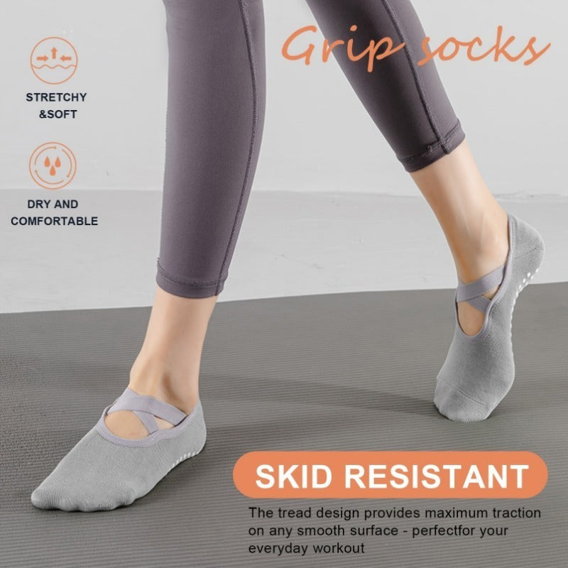 Women's Yoga Socks Non Slip Cross Strap Sports Socks