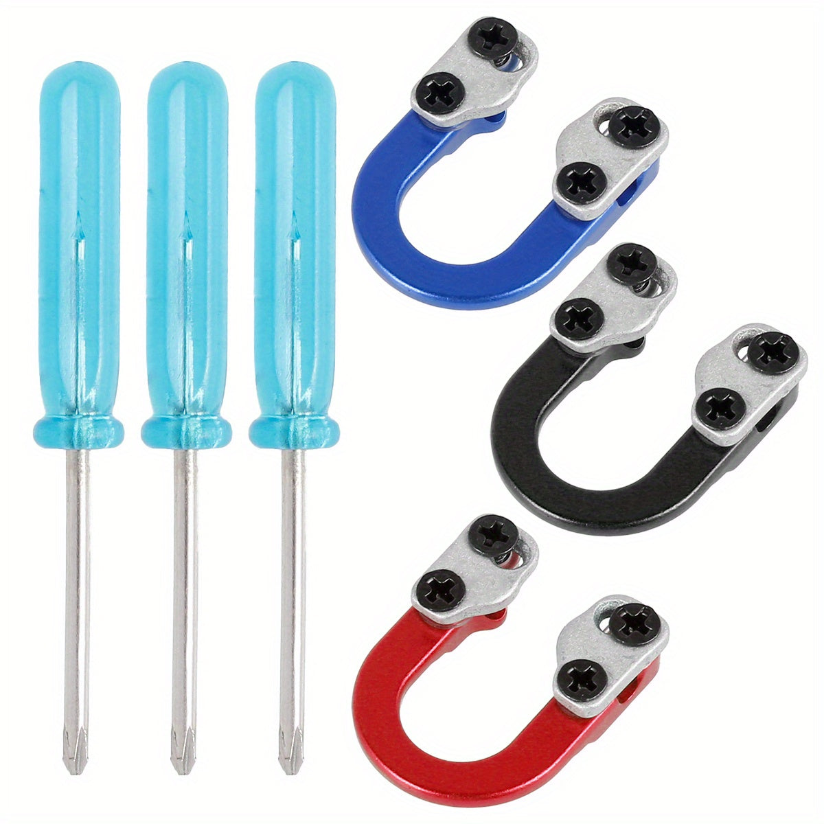 3 Sets Archery D Loop Metal D Ring Buckle Nocking Loop w/ Screwdrivers