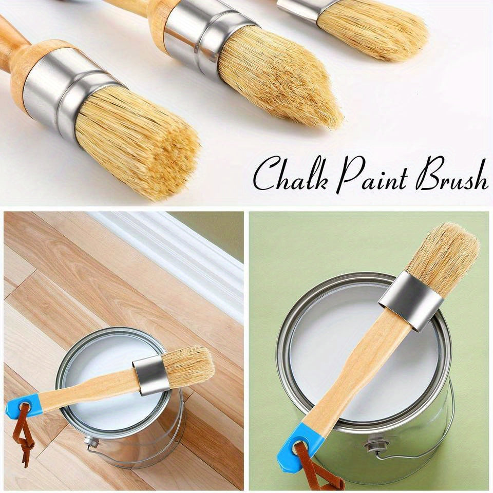 3pcs Chalk Wax Paint Brush for Furniture DIY Painting and Waxing Tool