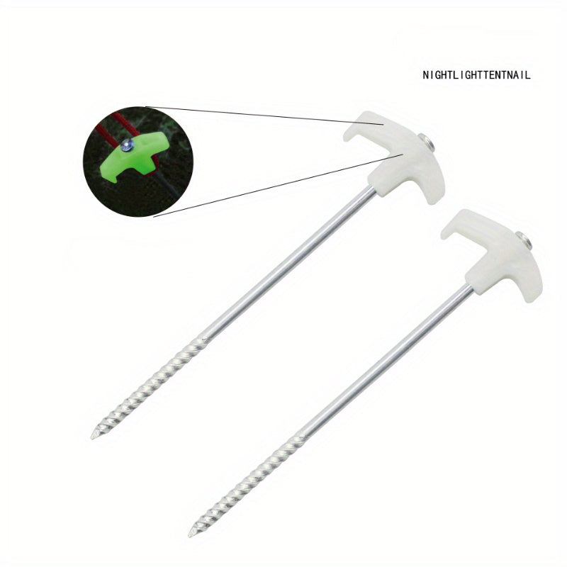 10PCS Stainless Steel Ground Nail Fluorescent Tent Pegs