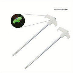 10PCS Stainless Steel Ground Nail Fluorescent Tent Pegs