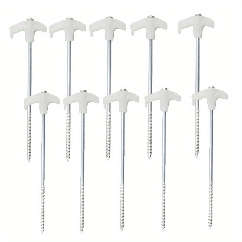 10PCS Stainless Steel Ground Nail Fluorescent Tent Pegs