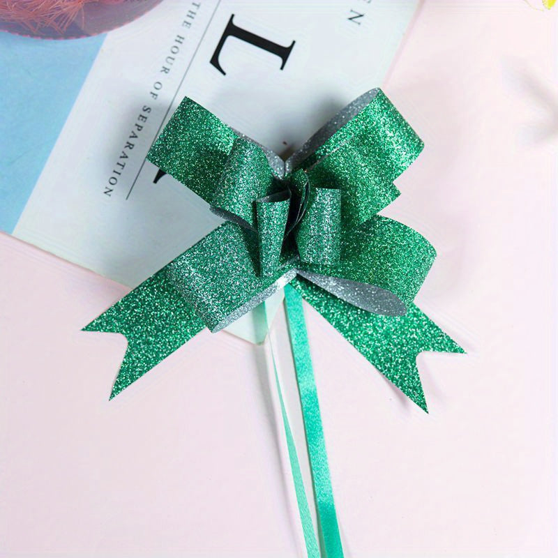10pcs Glitter Pull Bows Gift Wrapping Ribbons Wedding DIY Birthd