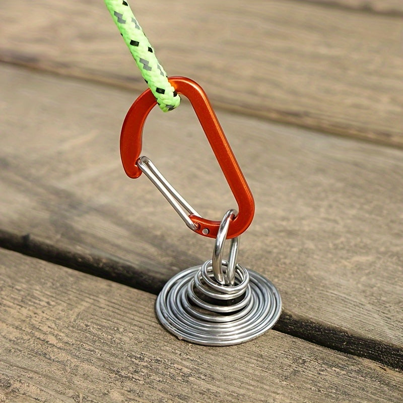 4pcs Windproof Anchor Pegs With Carabiner And Spring Buckle