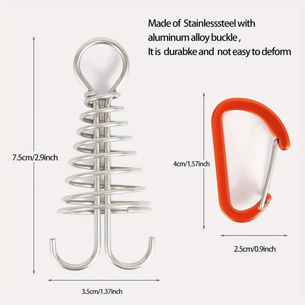 4pcs Windproof Anchor Pegs With Carabiner And Spring Buckle