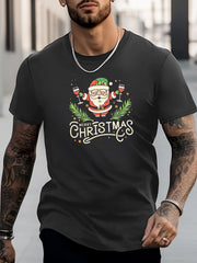 Christmas Santa Print Men's Graphic Crew Neck Tshirt