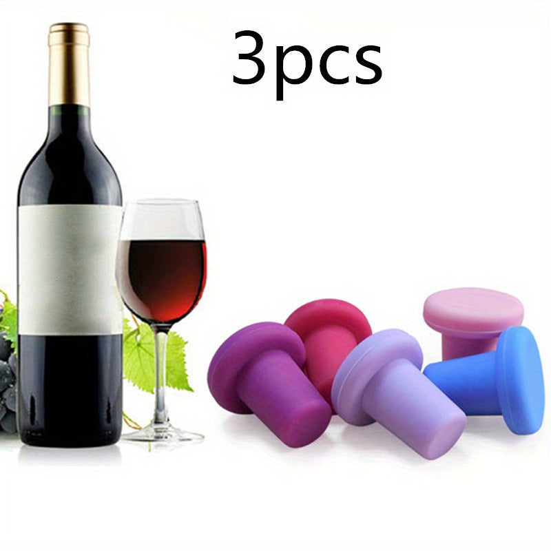 3pcs Silicone Bottle Stoppers Caps Wine Stopper Kitchen Supplies