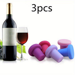 3pcs Silicone Bottle Stoppers Caps Wine Stopper Kitchen Supplies