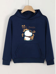Girls Panda Pattern Hooded Sweatshirt Long Sleeve Pullover