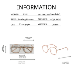 Metal Frame Progressive Lens Eyeglasses for Men Women