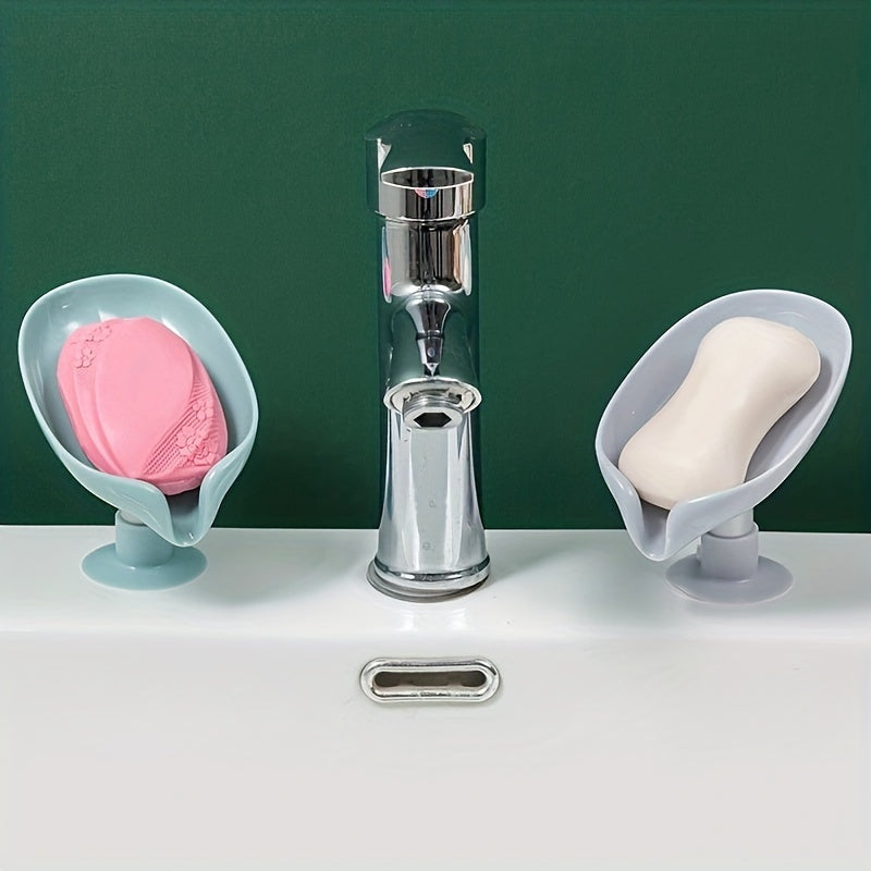 Leaf Shaped Soap Box Drain Soap Holder with Suction Cup