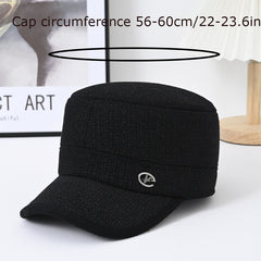 Winter Velvet Flat Top Hat for Old Men - Coldproof Warm Cap