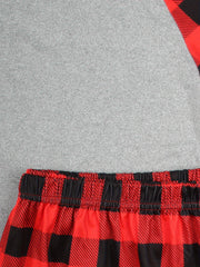 Plus Size Letter Heart Print Top & Plaid Pants Lounge Set