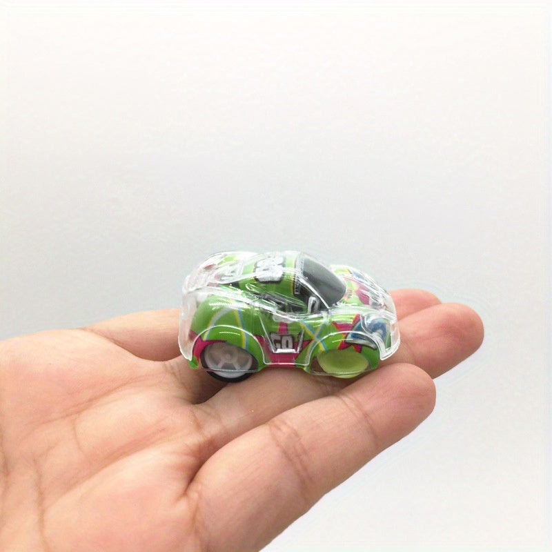 4pcs Transparent Graffiti Mini Pull Back Cars