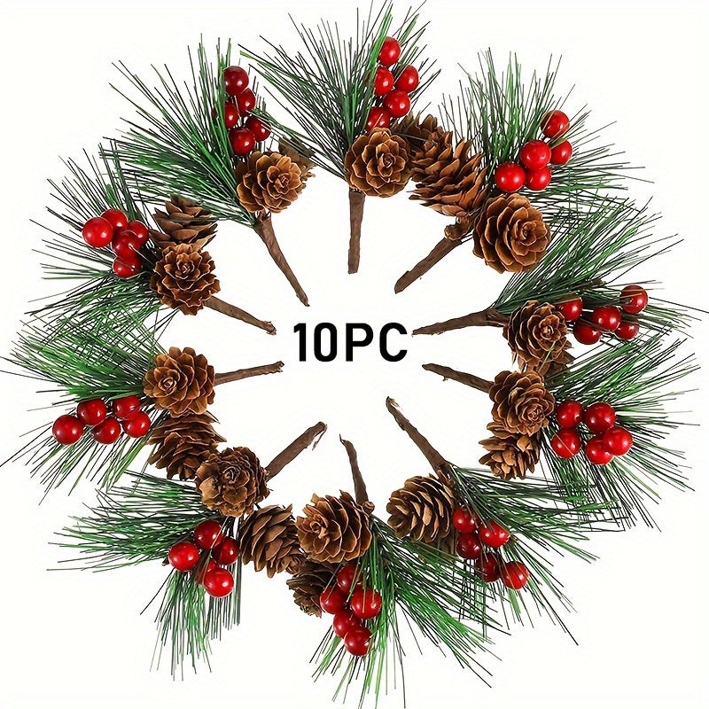 10pcs Mini Pine Needles Christmas Tree with Flowers and Bran
