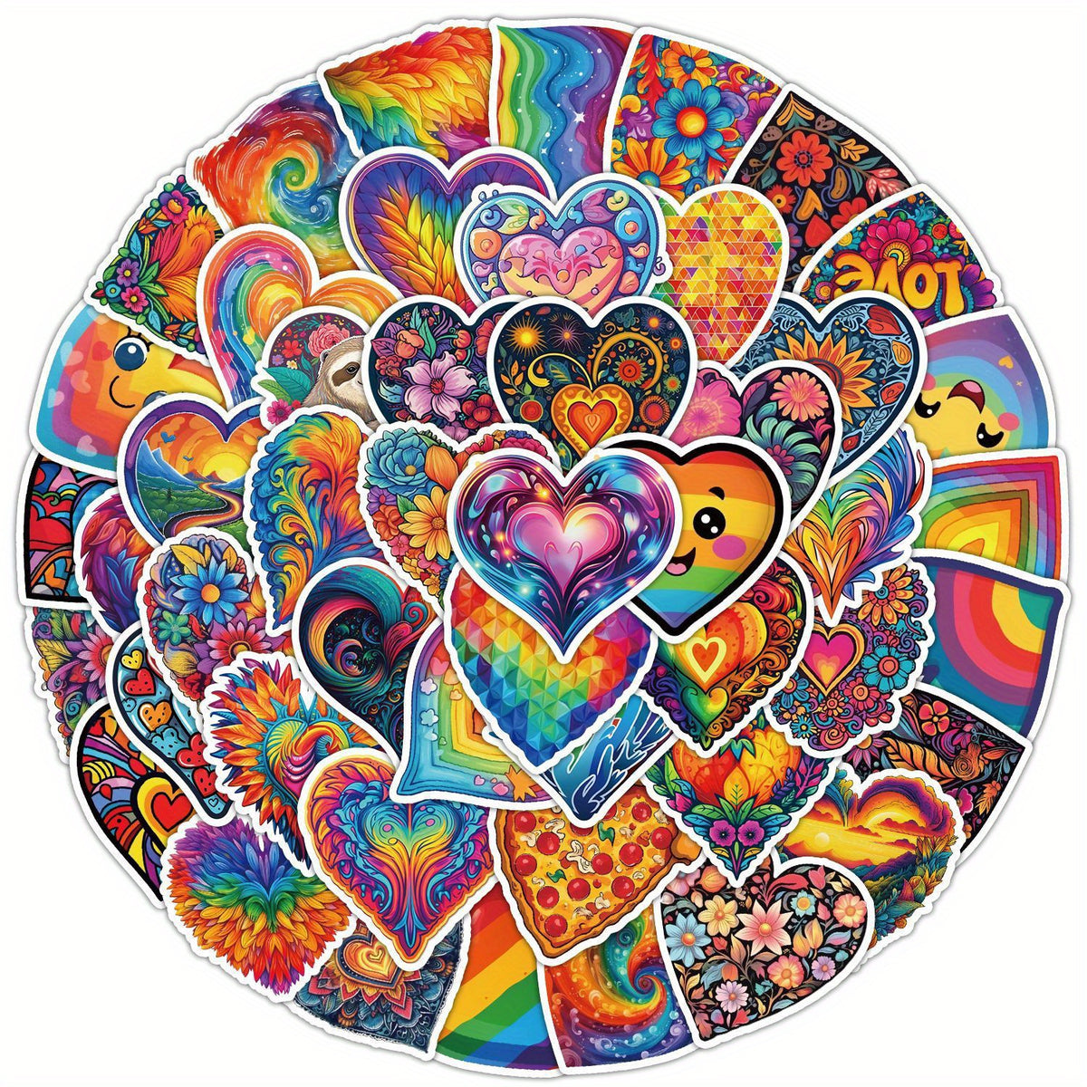 50pcs Vibrant Doodle Art Stickers Waterproof Reusable Decals for Laptops Skateb