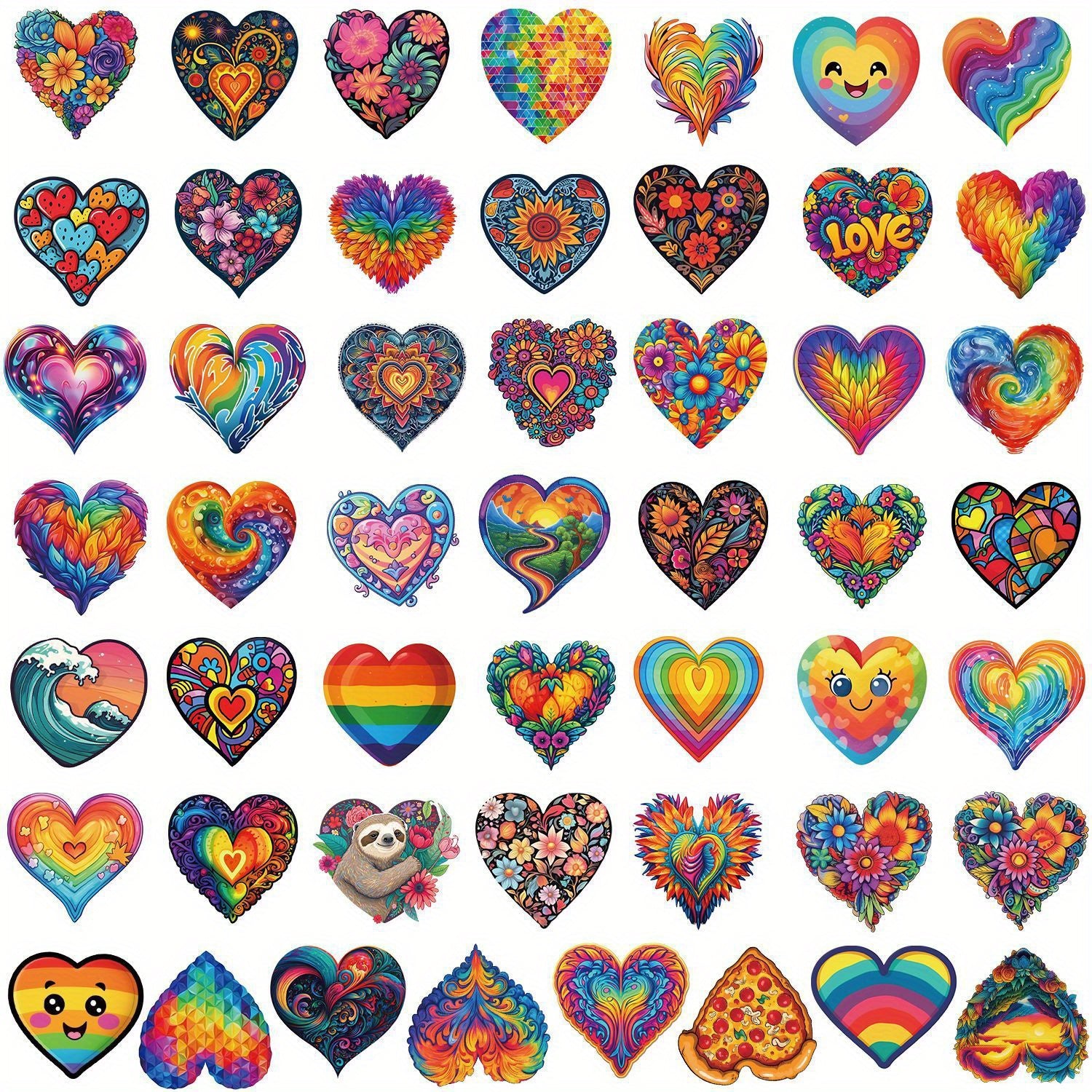 50pcs Vibrant Doodle Art Stickers Waterproof Reusable Decals for Laptops Skateb