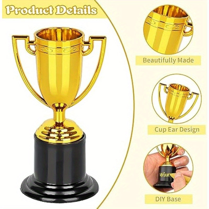 Mini Trophies 6-12pcs Golden Trophy Award Plastic Trophies 10-16 Cm