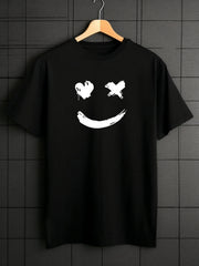 Smile Face Print Men's T-shirt for Summer Outdoor