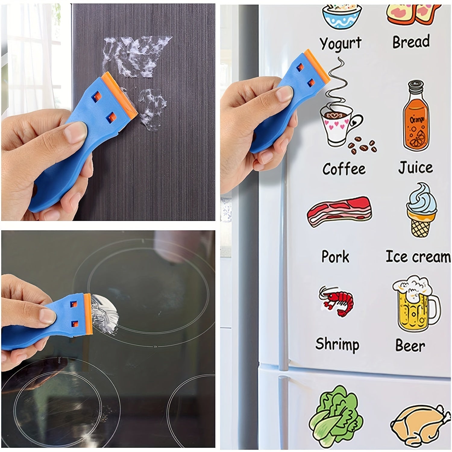 Plastic Razor Blade Scraper Set for Label Removal - Adhesive Remover Tool