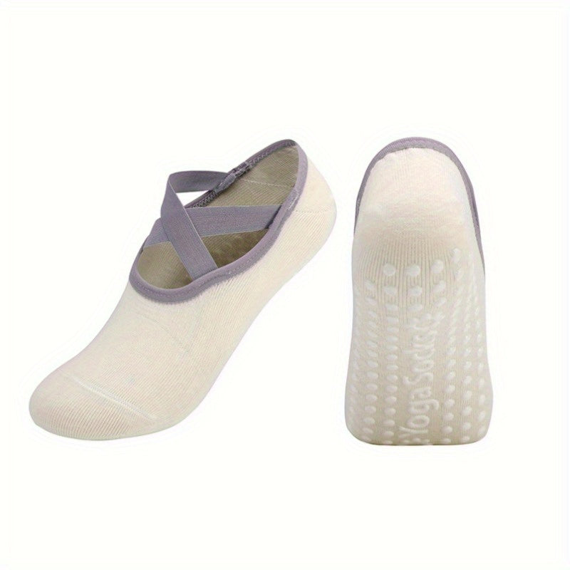 Women's Yoga Socks Non Slip Cross Strap - Sports Socks With Extra Grips