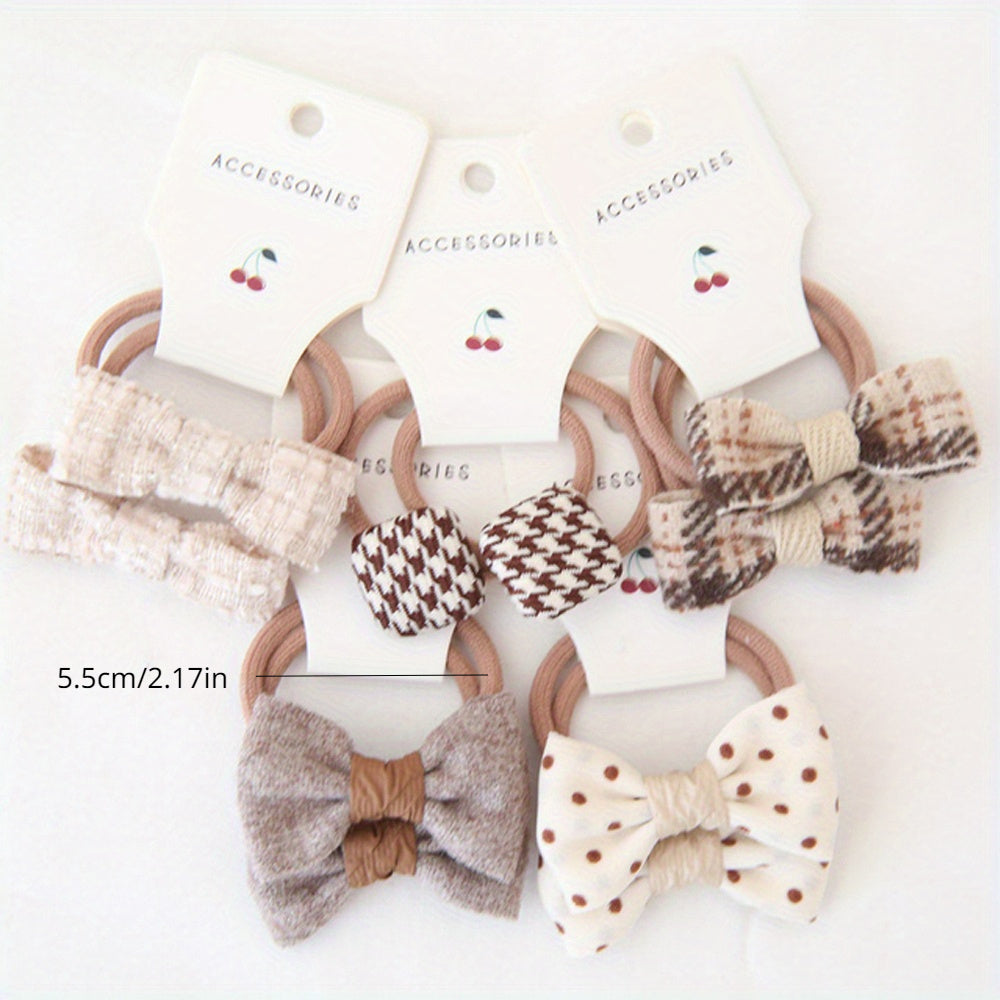 10pcs Flower Hair Bows Elastic Hair Ties & Scrunchies