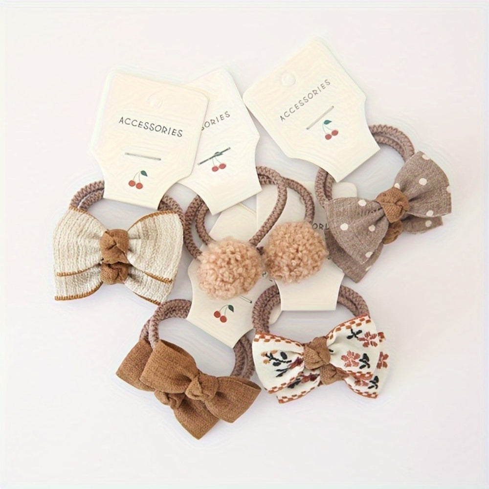 10pcs Flower Hair Bows Elastic Hair Ties & Scrunchies
